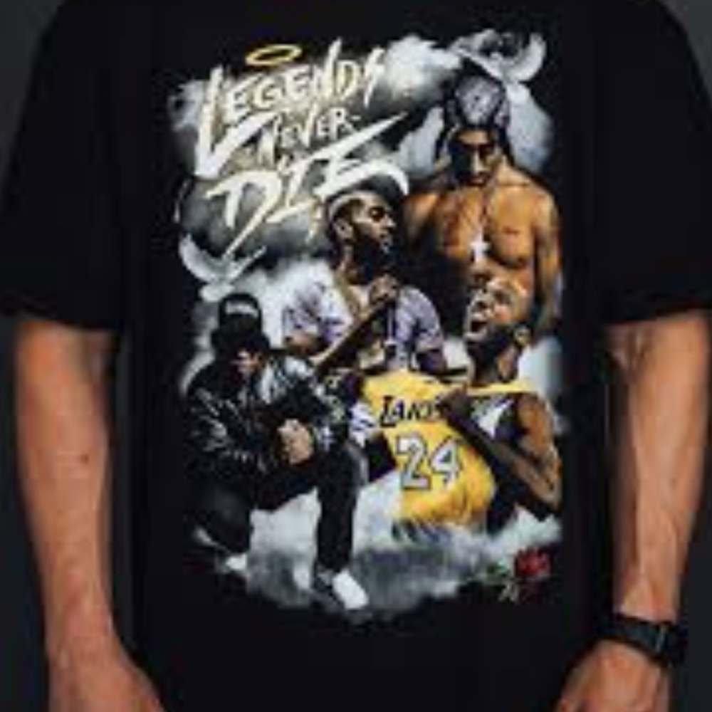 Legends Never Die Black Graphic Tee- M